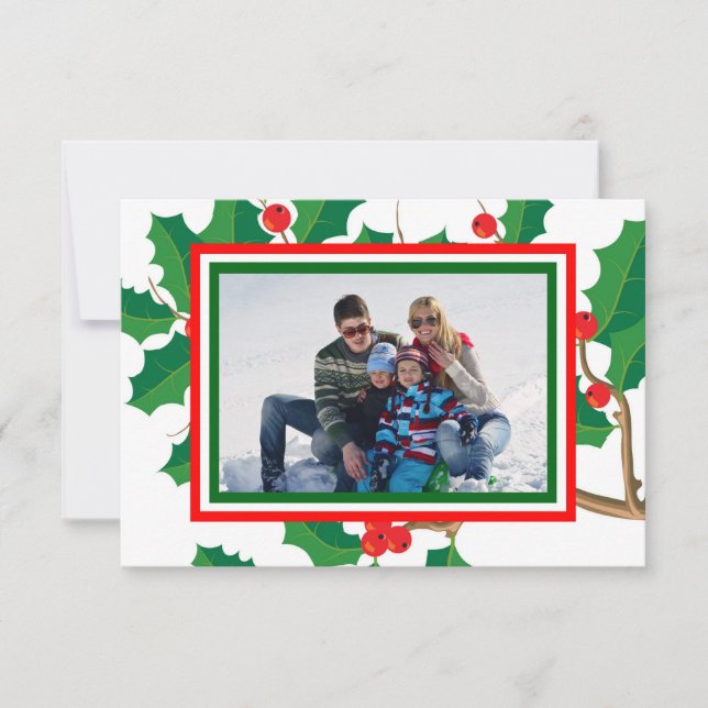 Carte de Noël 3x5 - Photo de houx (Devant)
