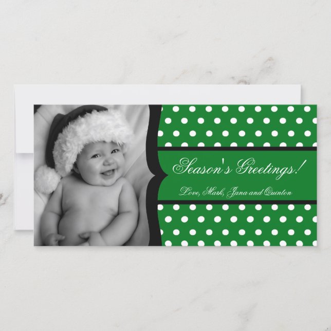 Carte de Noël 4x8 Green White Polka Frame (Devant)
