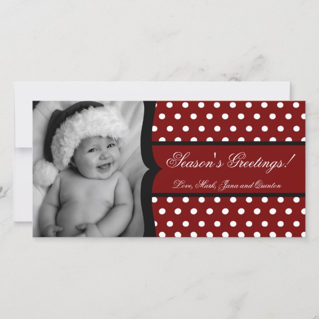 Carte de Noël 4x8 Rouge blanc Polka Dot Frame (Devant)