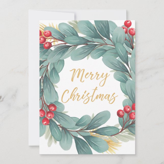 Carte de Noël 5"x7" avec illustration de guirlande (Devant)