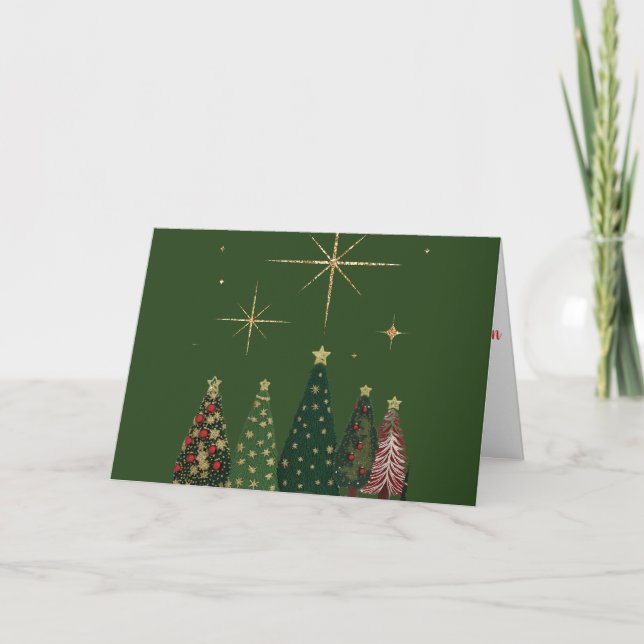 Carte de Noël 5x7 - Festive Arbres de Noël (Devant)