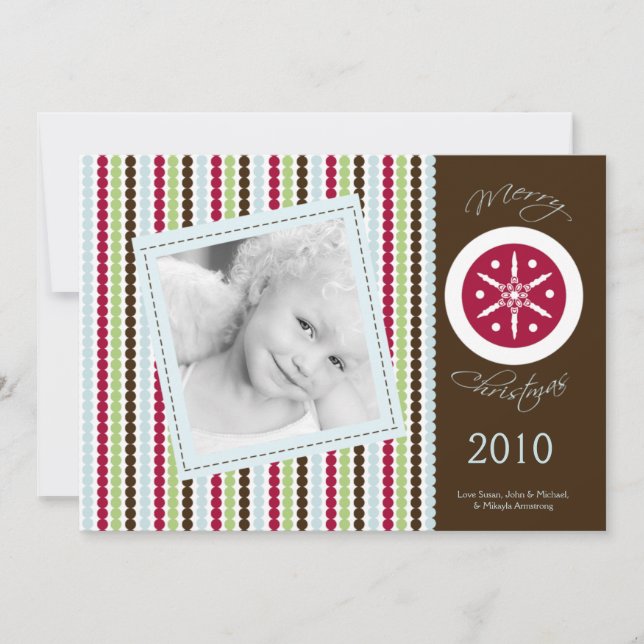 Carte de Noël 5x7 Red Brown Polka point PHOTO (Devant)