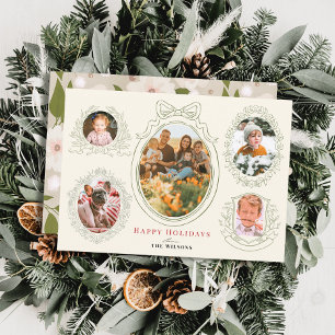 Carte de Noël à 5 photos avec rubans et cadres bot