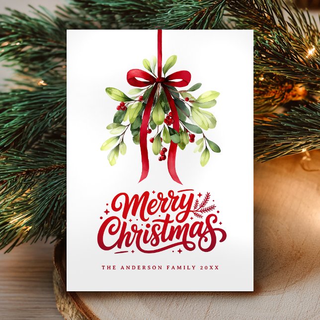 Carte de Noël à aquarelle botanique végétation Joy (Créateur téléchargé)