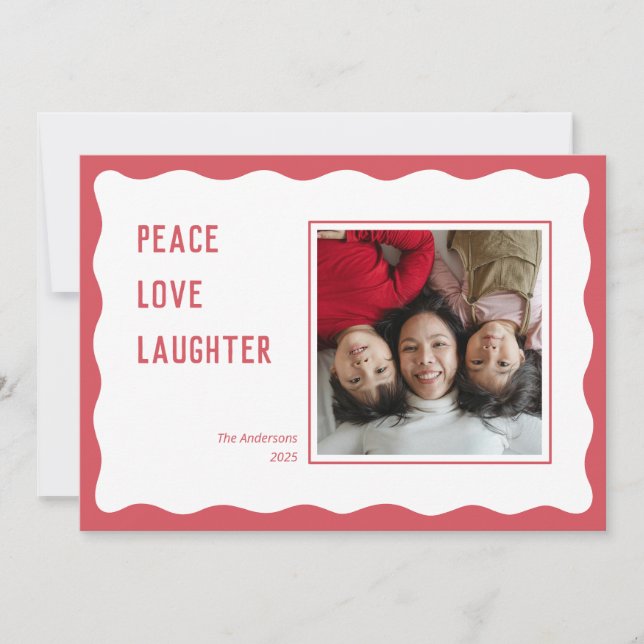 Carte de Noël à cadre rouge festonné Joyeuses Fête (Devant)