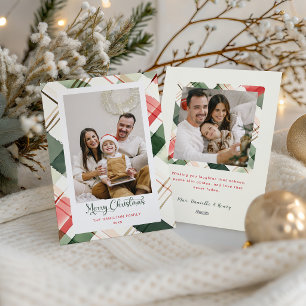 Carte de Noël à carreaux aquarelle festive