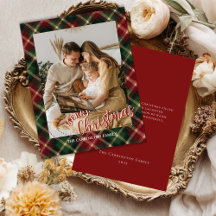 Carte de Noël à carreaux avec photo