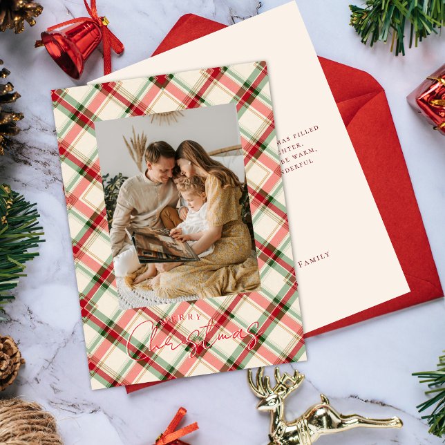 Carte de Noël à carreaux avec photo (Créateur téléchargé)