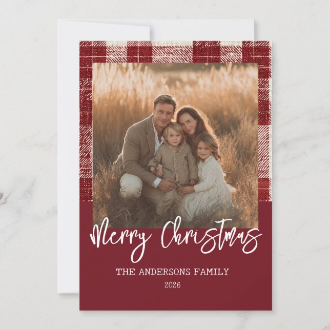 Carte de Noël à carreaux avec photo (Devant)
