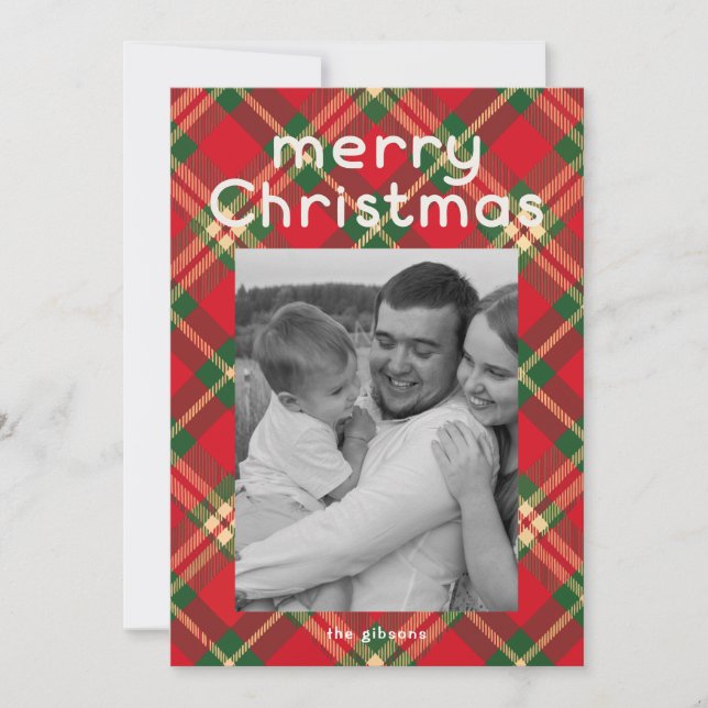 Carte de Noël à carreaux joyeuse (Devant)