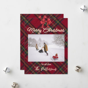 Carte de Noël à carreaux pour photo de famille en 