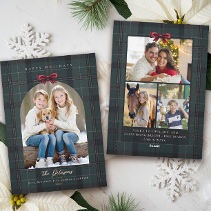 Carte de Noël à carreaux Tartan Arch Bow 4-Photos