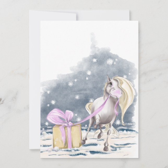 Carte de Noël à cheval et à Noël (Devant)