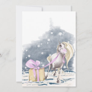 Carte de Noël à cheval et à Noël