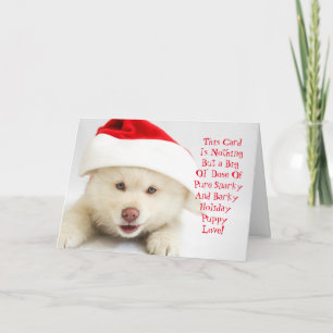 Carte de Noël à chiots fourrés et fourrés