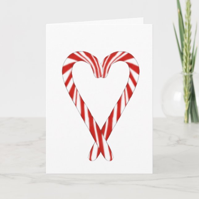 Carte de Noël à cœur de canne à sucre poudrée  (Devant)