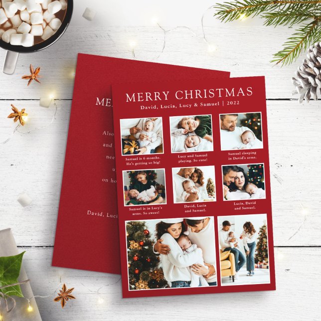 Carte de Noël à collage de photos rouge (Créateur téléchargé)