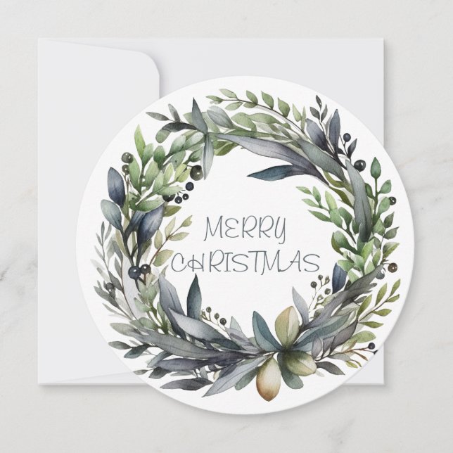 Carte de Noël à Couronne Ronde (Devant)