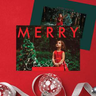 Carte de Noël à deux photos moderne et personnalis