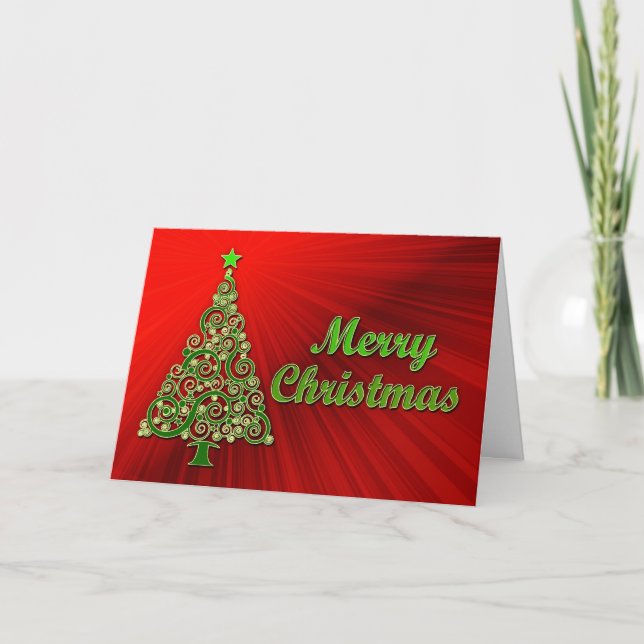 Carte de Noël à effet or et rouge (Devant)