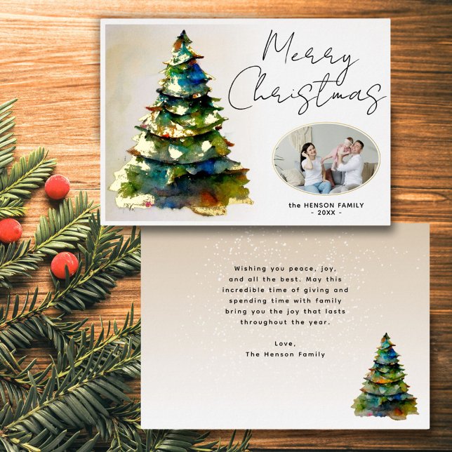 Carte de Noël à Feuille d'Or avec Arbre de Noël Aq (Créateur téléchargé)