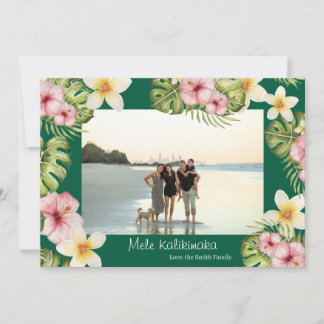Carte de Noël à fleurs hawaïennes Mele Kalikimaka