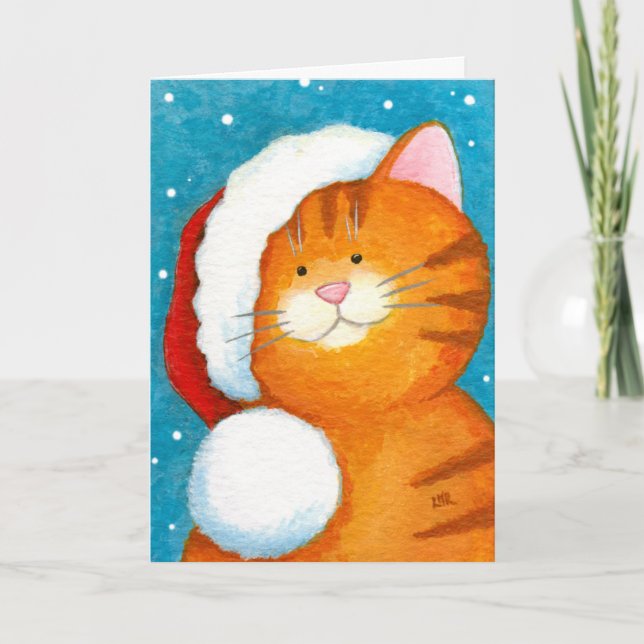 Carte de Noël à la belle fête Orange Tabby Chat (Devant)