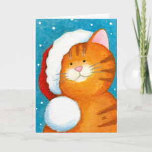 Carte de Noël à la belle fête Orange Tabby Chat