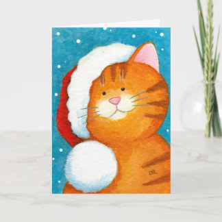 Carte de Noël à la belle fête Orange Tabby Chat