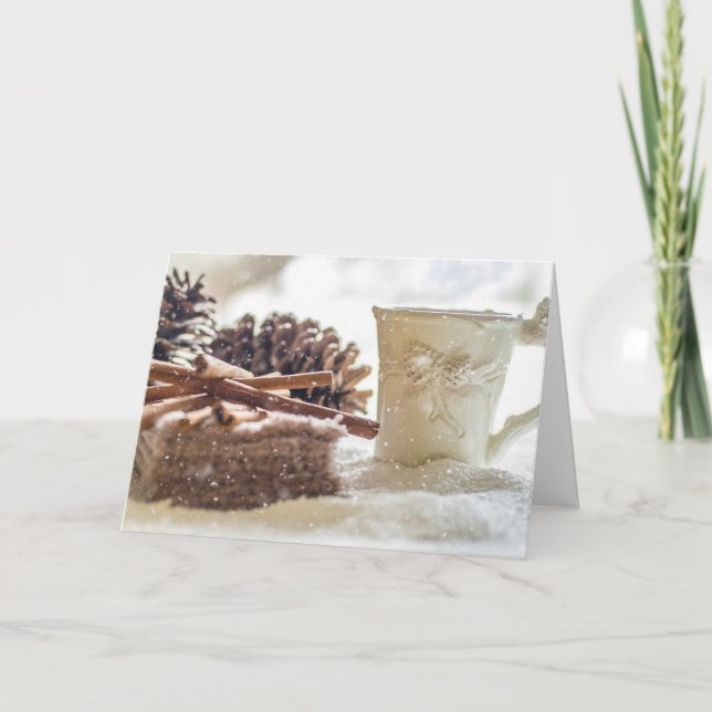 Carte de Noël à la cannelle Pinecone & Café Recett (Devant)
