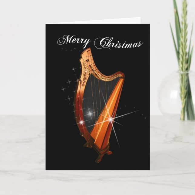 Carte de Noël à la harpe celtique (Devant)