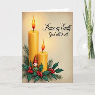 Carte de Noël à la lueur de la bougie dorée