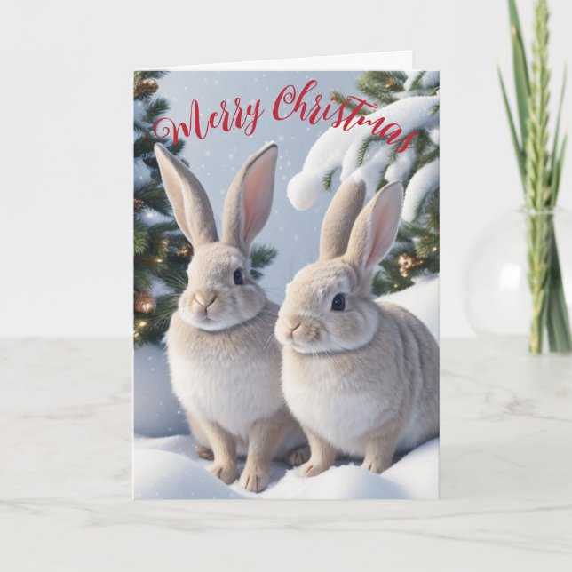Carte de Noël à lapin mignon (Devant)