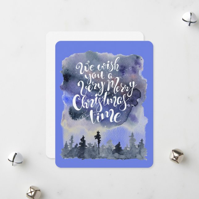 Carte de Noël à l'aquarelle (Devant/Arrière en situation)