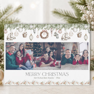 Carte de Noël à l'aquarelle avec 3 photos élégante