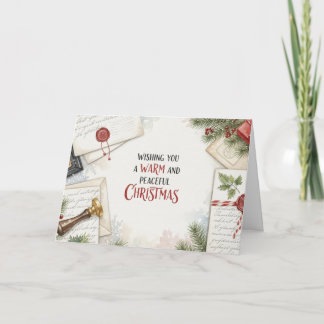 Carte de Noël à l'aquarelle avec bureau pour lettr