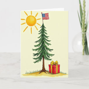 Carte de Noël à l'aquarelle avec un arbre
