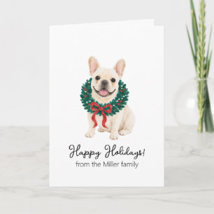 Carte de Noël à l'aquarelle Bouledogue Français