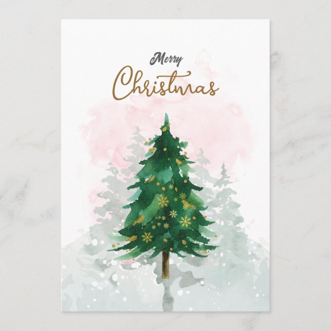 Carte de Noël à l'aquarelle minimale (Devant)