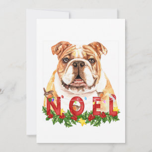 Carte de Noël à l'aquarelle pour Bulldog