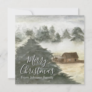 Carte de Noël à l'aquarelle romantique avec vin co