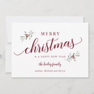 Carte de Noël à l'aquarelle sans photo avec lierre