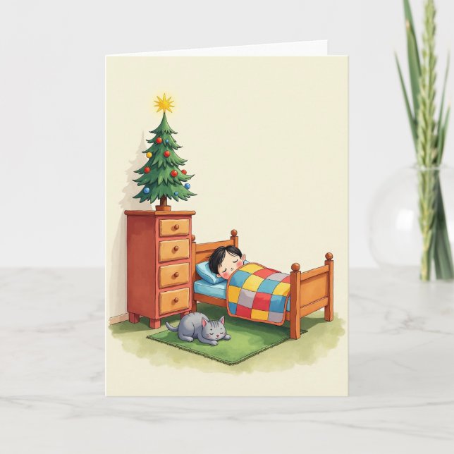 Carte de Noël à l'aquarelle tranquille (Devant)