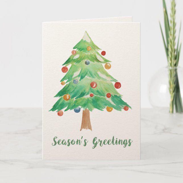 Carte de Noël à l'arbre de Noël à l'aquarelle (Devant)