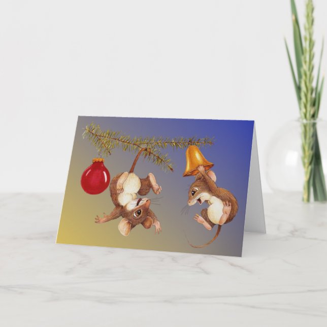 Carte de Noël à l'envers de souris (blanc) (Devant)