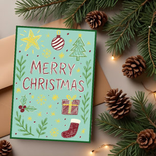 Carte de Noël à main fantaisie avec poignée
