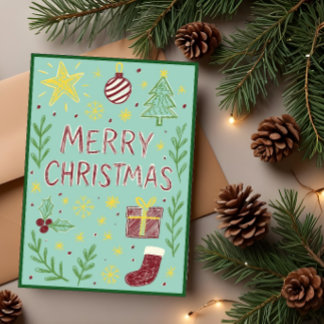 Carte de Noël à main fantaisie avec poignée