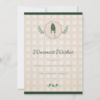 Carte de Noël à monogramme de laurier rouge et ver