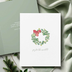 Carte de Noël à motif de couronne botanique à l'aq