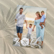 Carte de Noël à motif de vacances côtières en feui